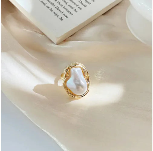 18K Gold-Plated Sea Pearl Ring (One)