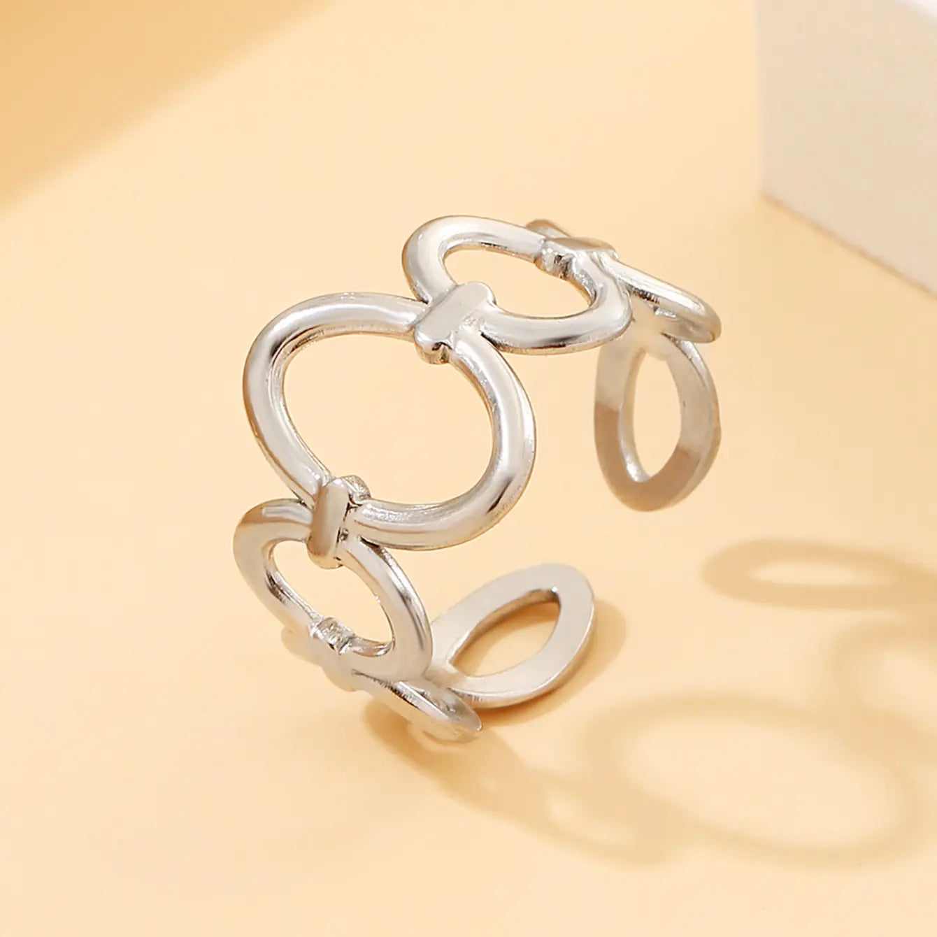Geometric Stainless Steel Open Ring for Women