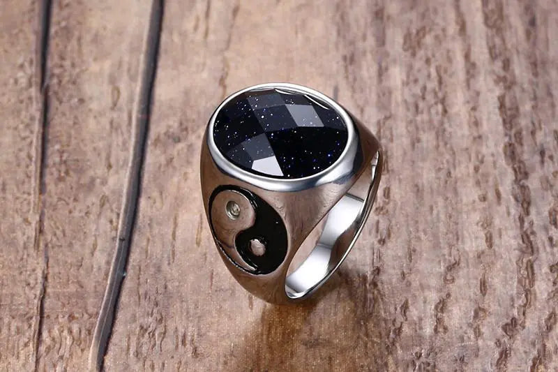 Men's Trendy Titanium Steel Rings with Bagua Design