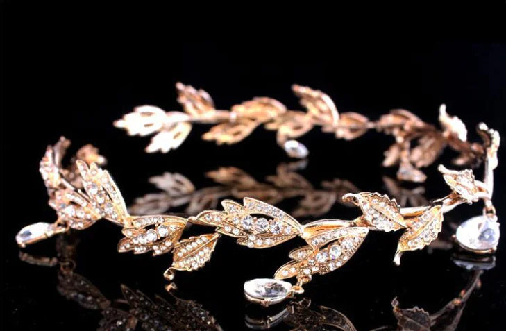 Korean Bride Headpiece with Rhinestones and Crown