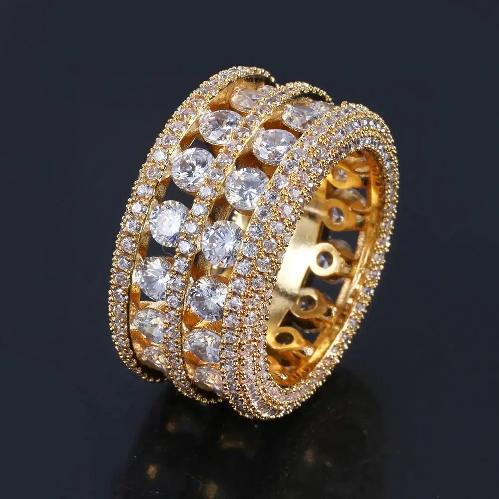 Men's  Ring with Hollow Design and Zirconia Stones