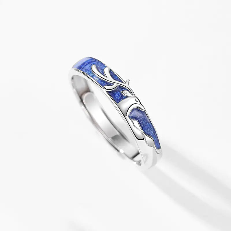 Sterling Silver Deer Couple Ring Set